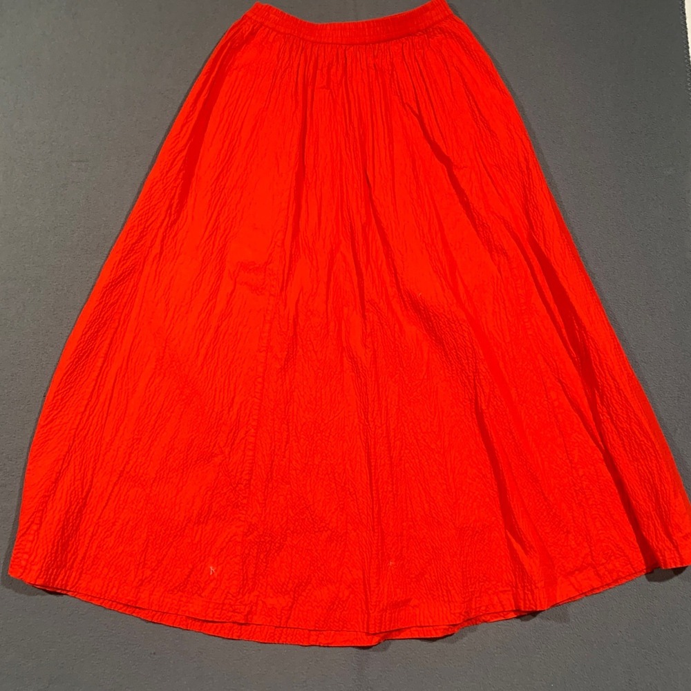 A New Day Maxi Skirt Womens Small Red Cotton Seersucker A-Line Elastic Boho